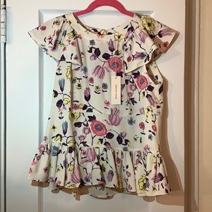 Rebecca Taylor Short Sleeve Ruffle Top